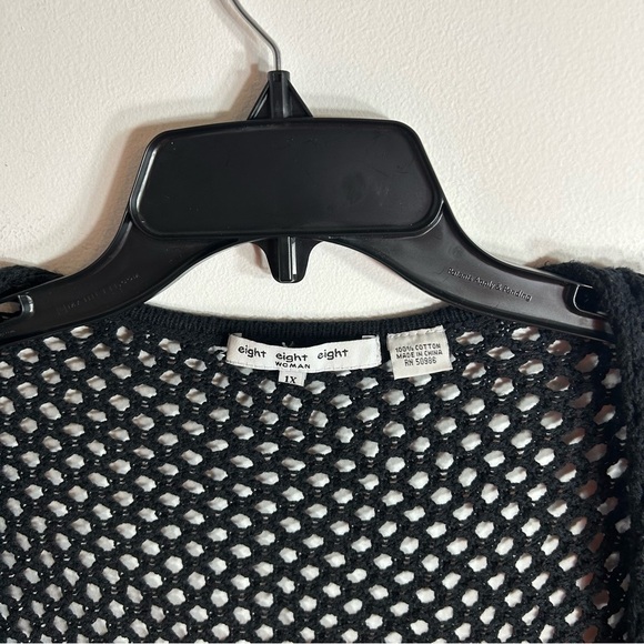 Eight Eight Eight Mesh Cardigan 1X Black No Closure Cover Up Sweater Beach Swim - Picture 6 of 6